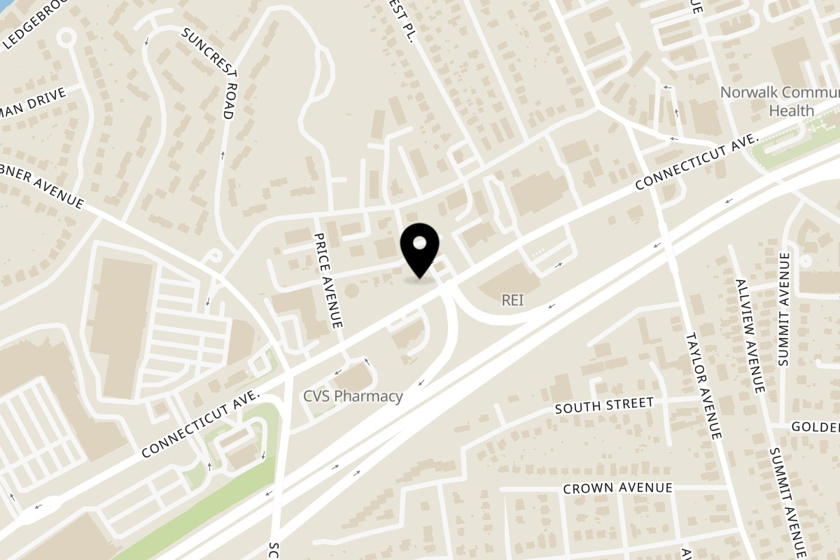 Map showing the location of OSU Jerk Grill on 182 Connecticut Ave in Norwalk